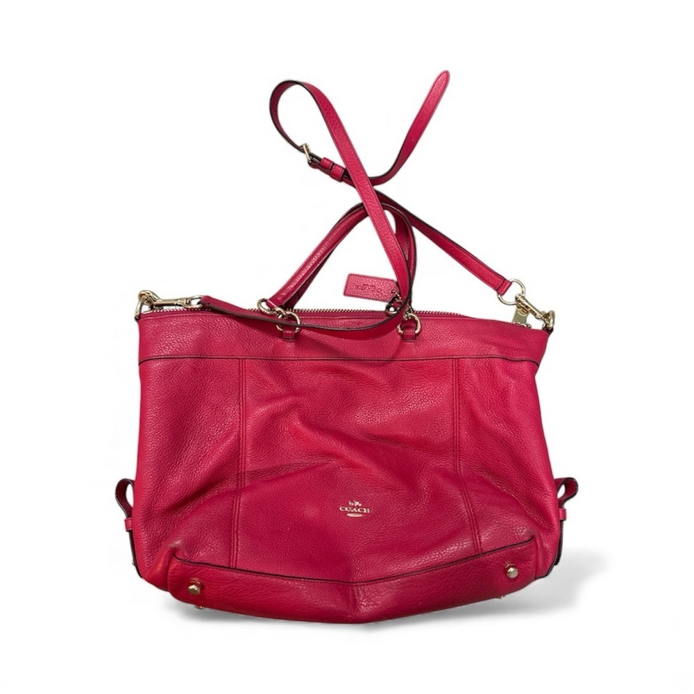 Cherry Red- Coach Lennox PebbleLeather Tote - Picture 3 of 17